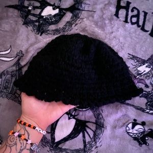 Black Crocheted Bucket Hat